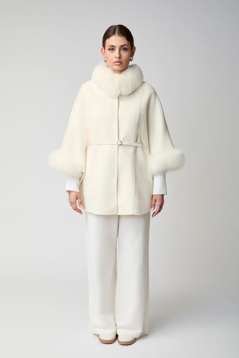 Lorraine Poncho | Wolle, Fuchs Beige