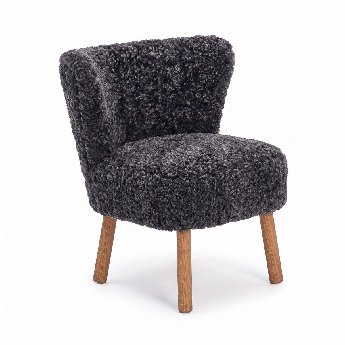 Emily Esszimmerstuhl | Premium Lammfell | Designmöbel Anthrazit