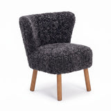 Emily Esszimmerstuhl | Premium Lammfell | Designmöbel Anthrazit