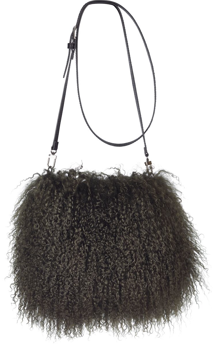 Lammfell Handtasche Jasmin | Tibet | Lockig Heckengrün