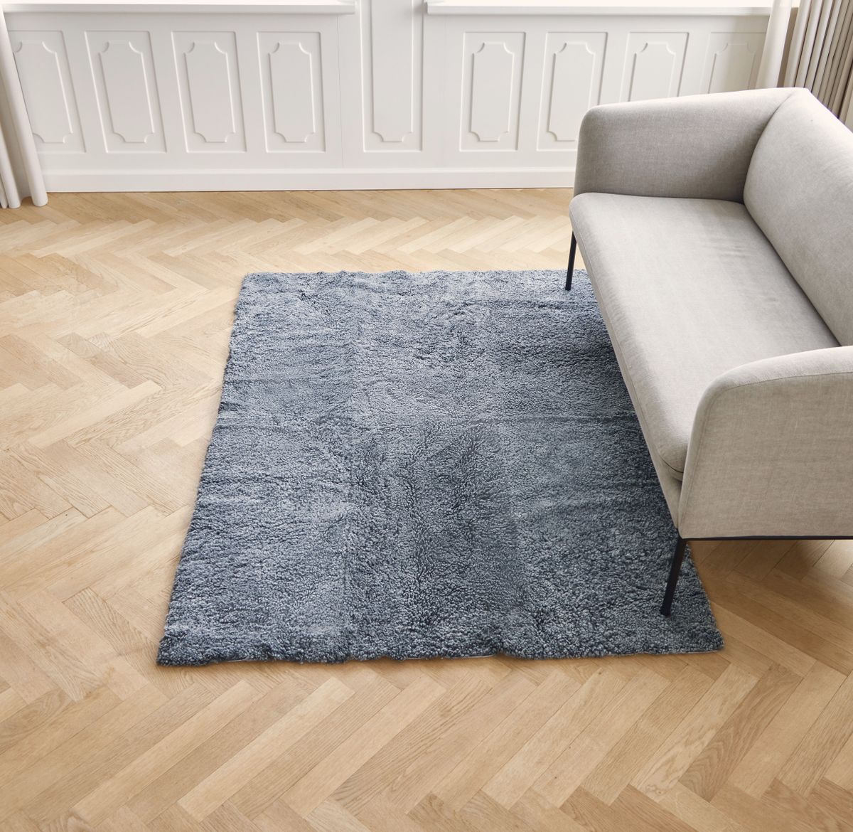 Lammfell Designerteppich Premium | Kurzhaar | Neuseeland Anthrazit