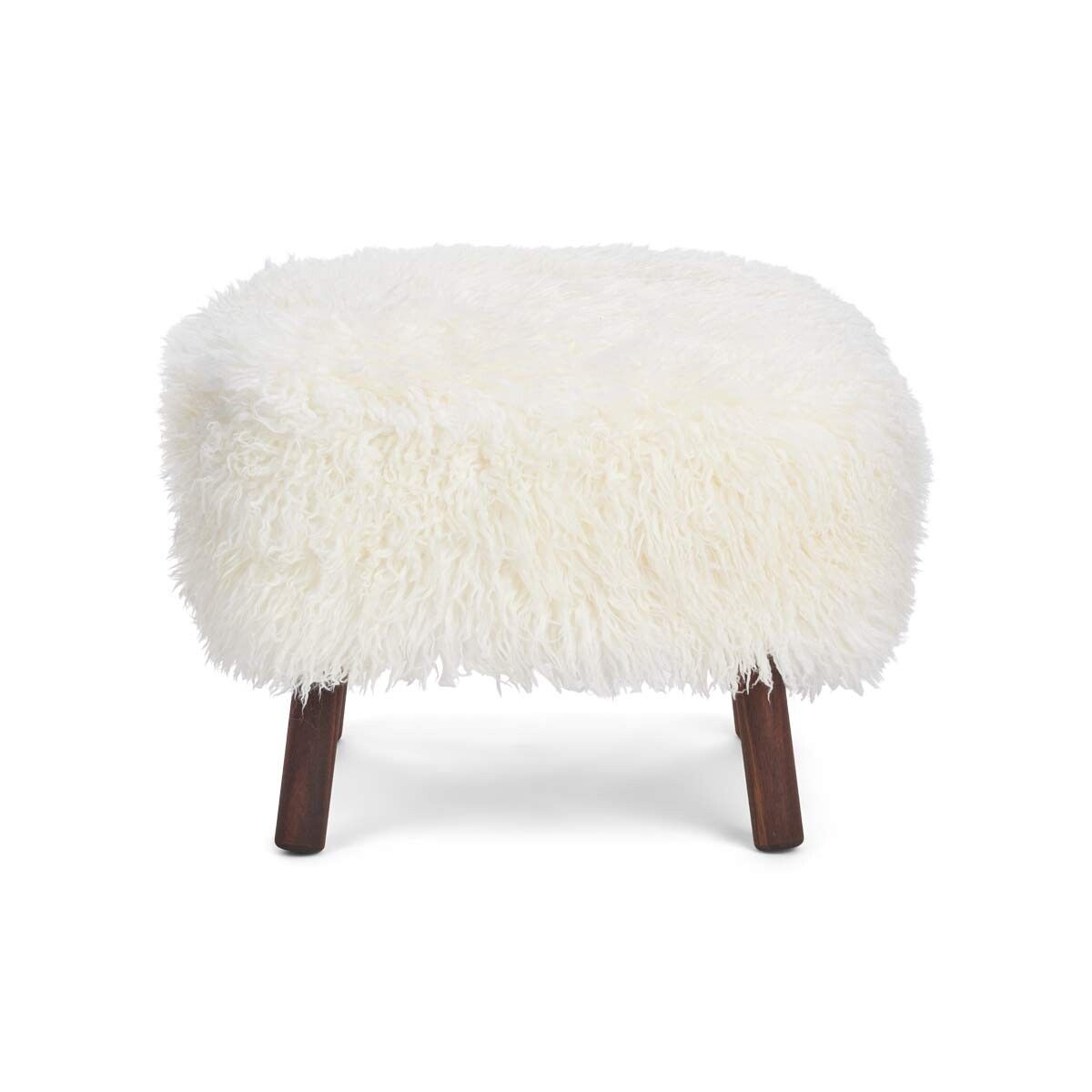 Lammfell Hocker Emil | Premium | Langhaar Schneeweiß