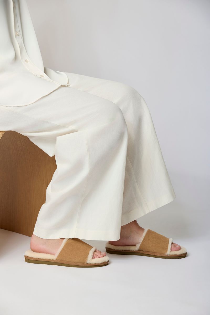 Classic Slipper | Wildleder, Lammfell Kastanie