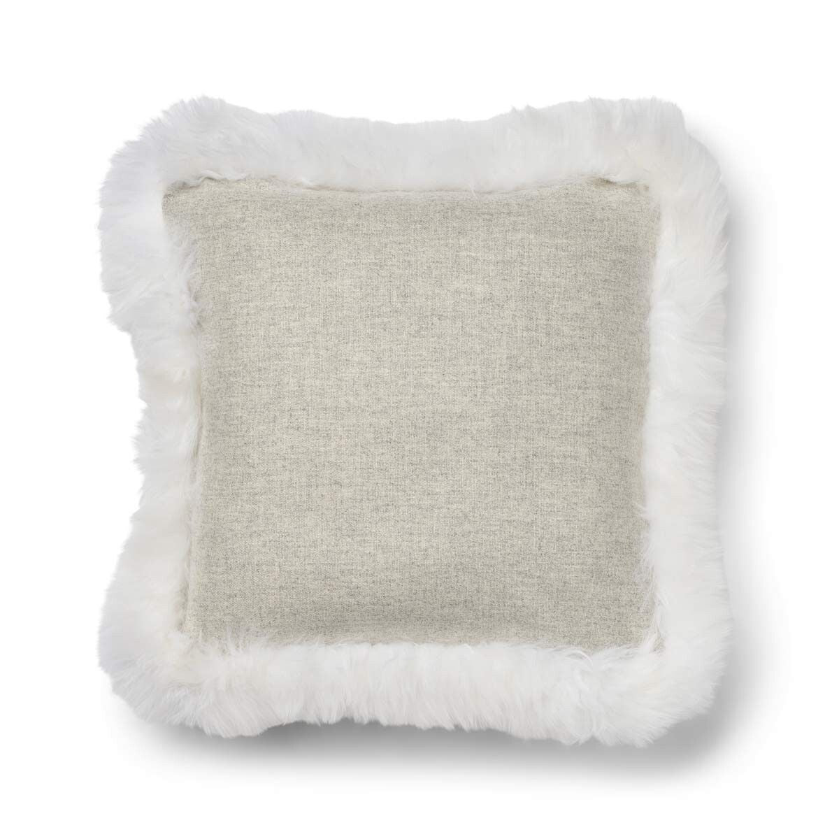 Wollkissen | 100% Wolle | Fellborte | 52x52 cm | 34x52 cm Silber/Elfenbein