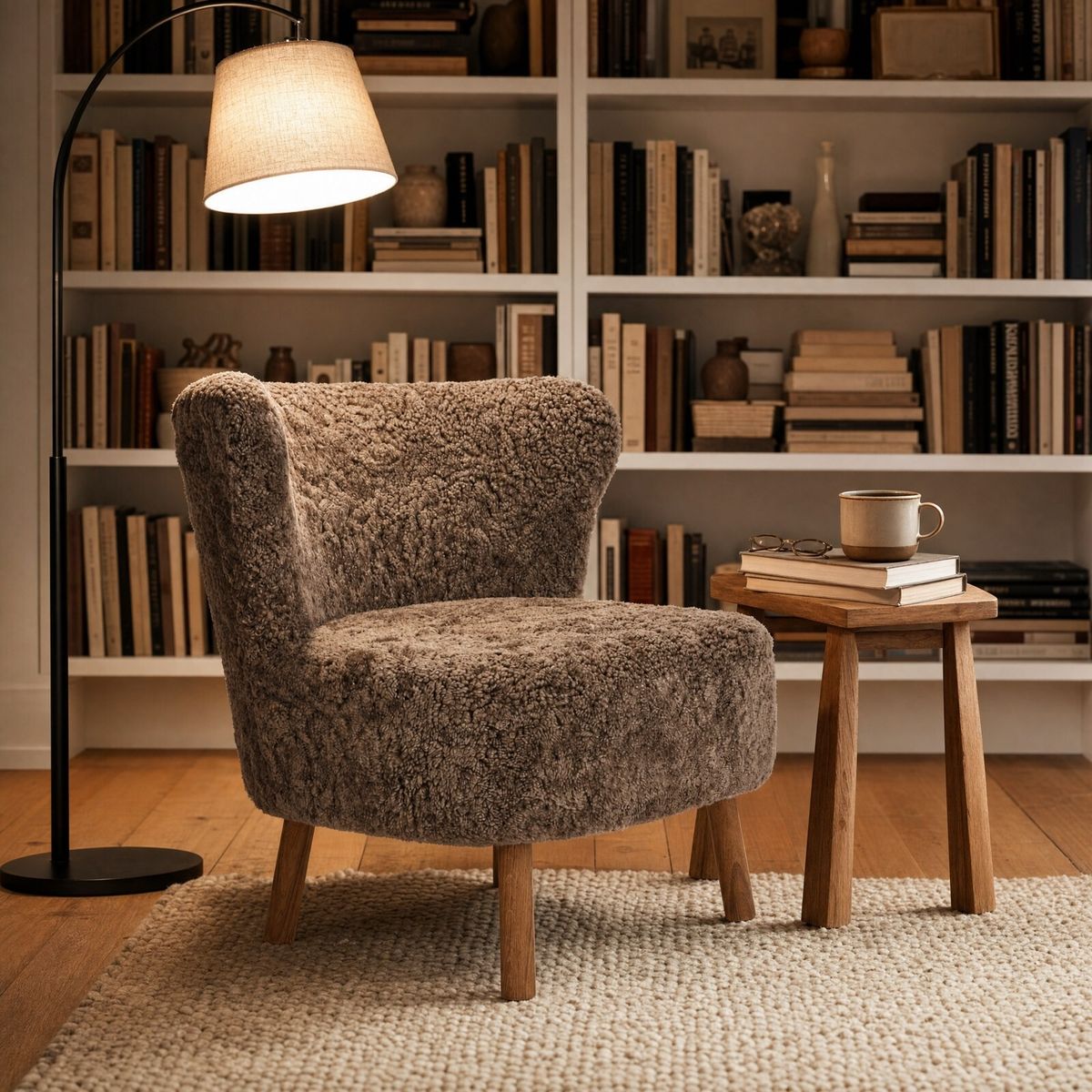 Emil Loungesessel | Premium Lammfell | Kurzhaar Anthrazit