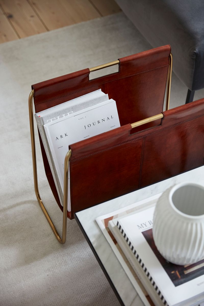 Zeitschriftenhalter | Kalbsleder | 50x25x50 cm Wohnaccessoire | Sheepskinhouse.ch