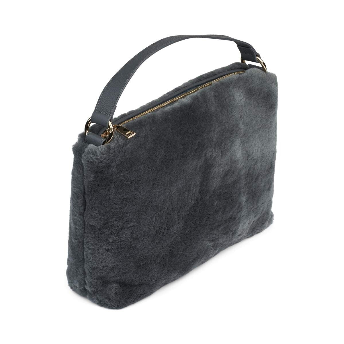 Olivia Maxi Tasche | Neuseeland Lammwolle Blau/Grau