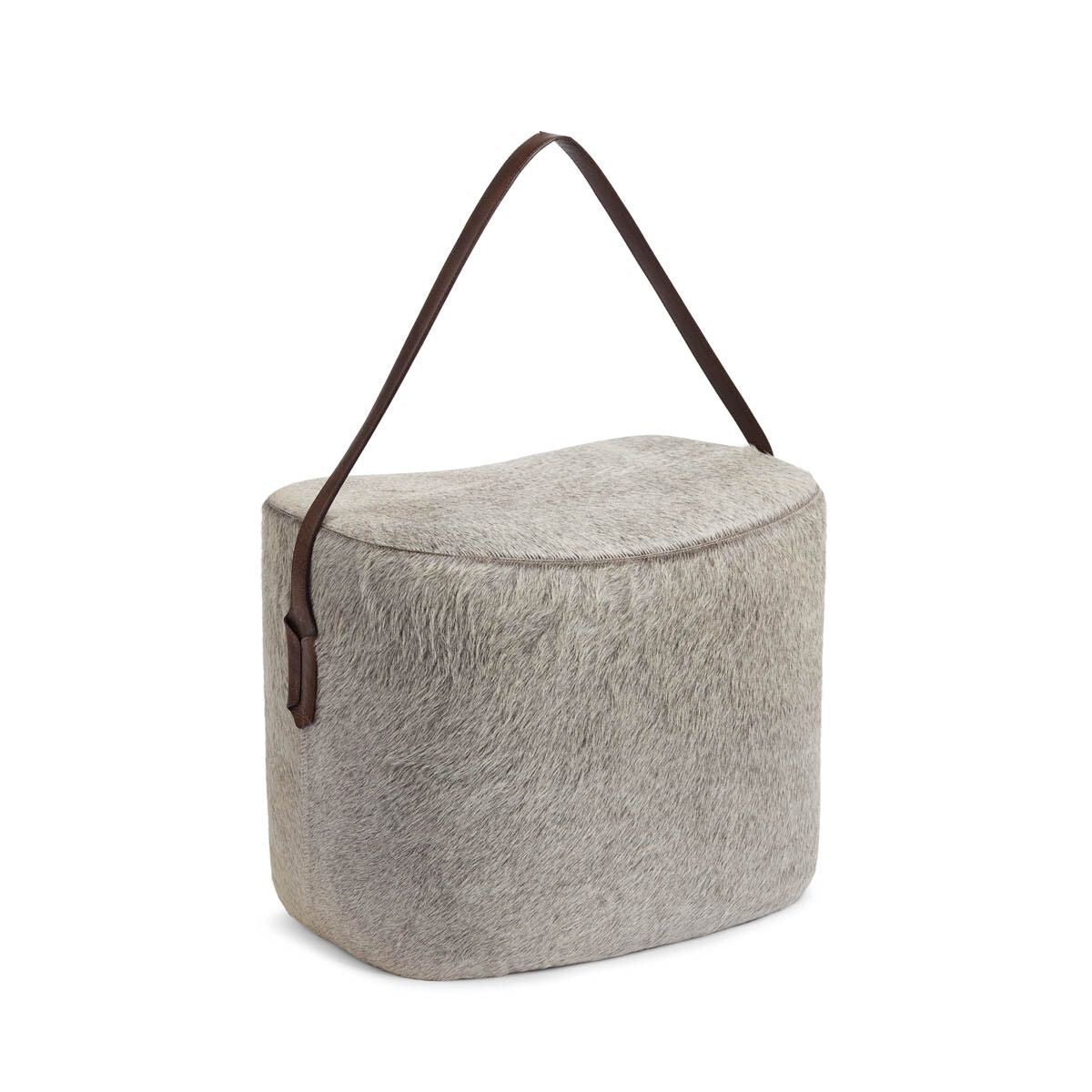 Hocker mit Henkel | Brasilien | Hochwertiges Kalbsleder | 45x35x38 cm Poufs | Sheepskinhouse.ch