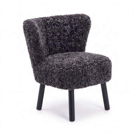 Emily Esszimmerstuhl | Premium Lammfell | Designmöbel Anthrazit