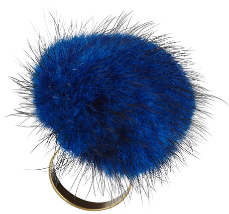 Pompon Ring | Nerz Mitternachtsblau