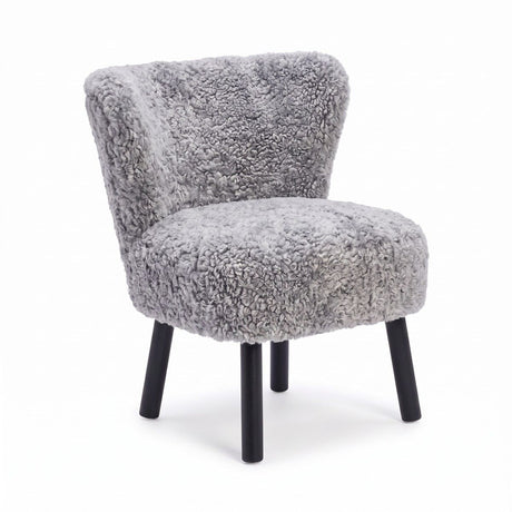 Emily Esszimmerstuhl | Premium Lammfell | Designmöbel Hellgrau