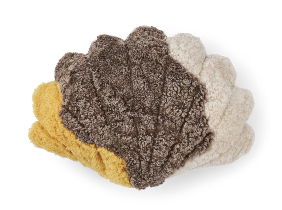 PATTERN COLLECTION | Shell Kissen | Kurzhaar | Neuseeland Gelb/Taupe/Leinen