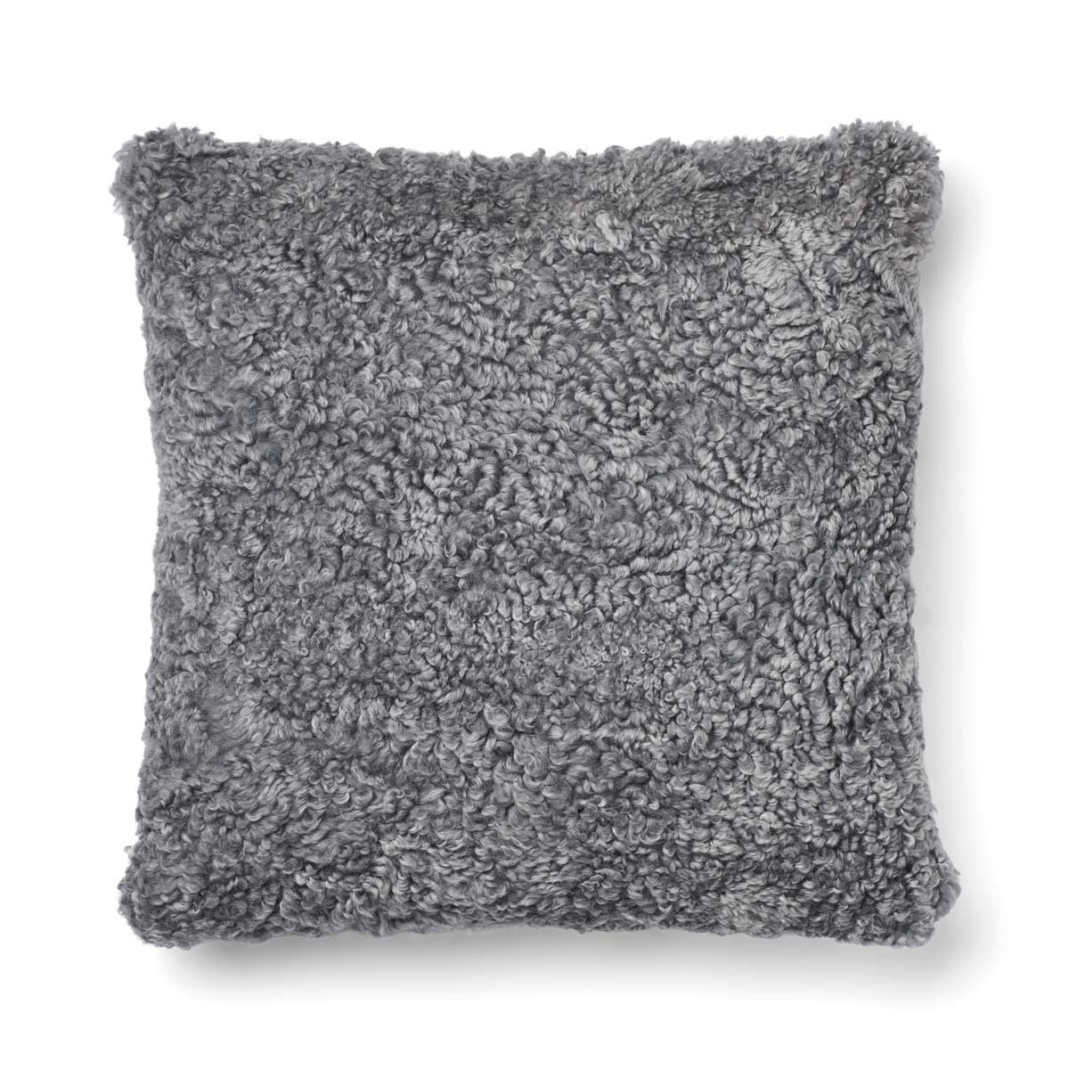 Kariertes Lammfellkissen | Kurzhaar | Neuseeland | 100% Wolle | 52x52 cm | 34x52 cm Glencheck-Grau/Hellgrau