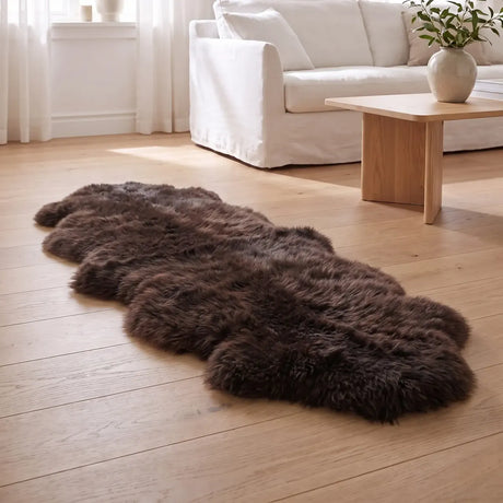 Merino Doppeltes Lammfell | Langhaar | Neuseeland | 170x60 cm Schokolade