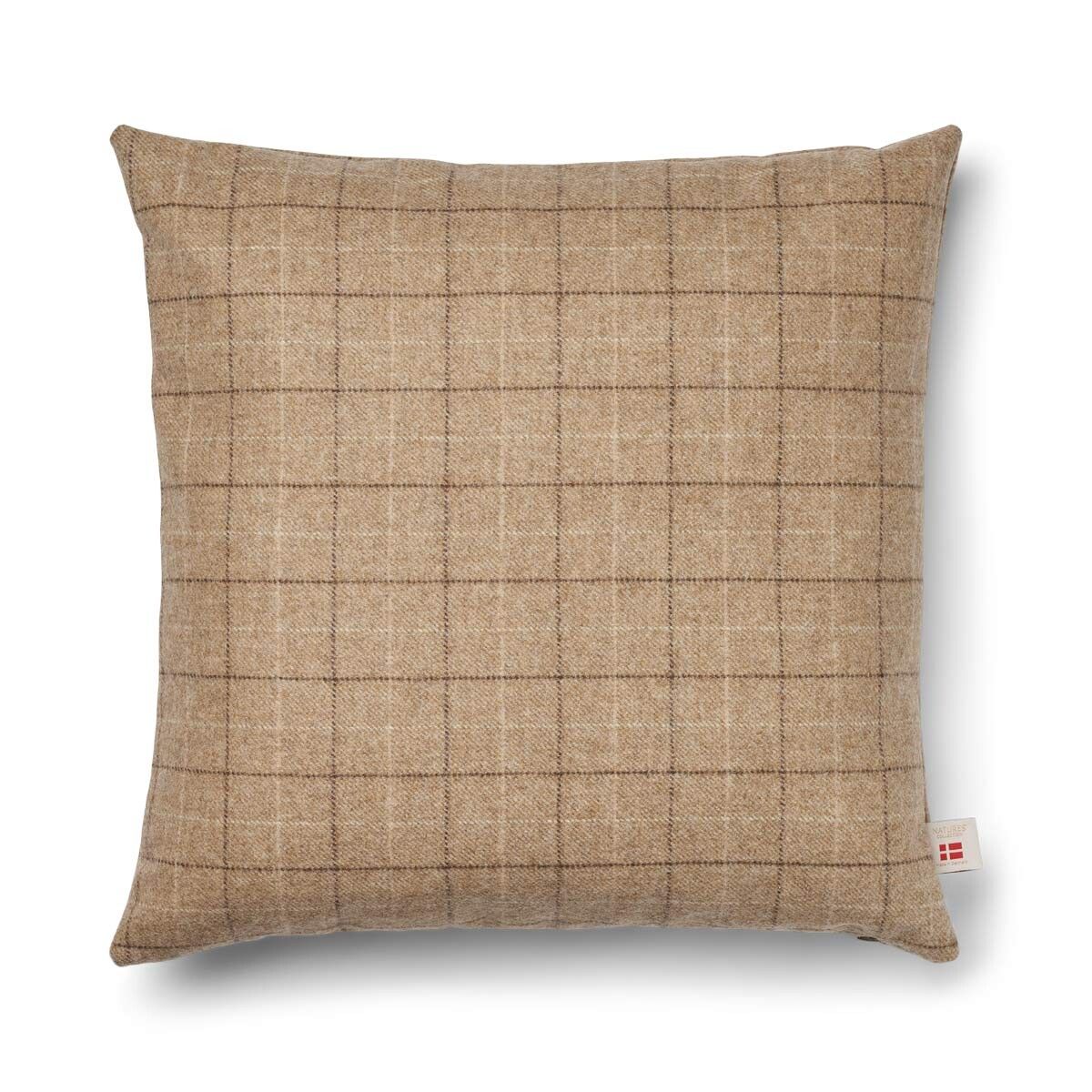 Kariertes Wollkissen | 100% Wolle | 52x52 cm | 34x52 cm Haferflocken-Beige