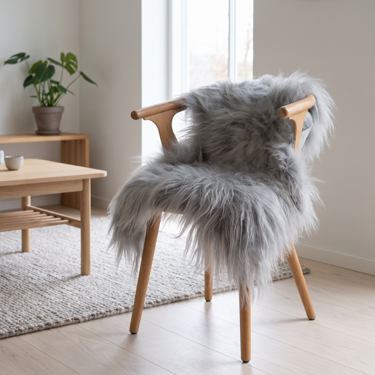 Schaffell | Langhaar | Island | Eingefärbt | 90 + cm Silber