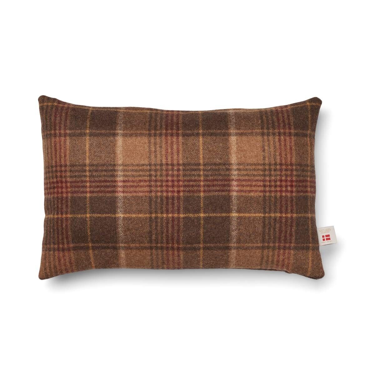 Kariertes Wollkissen | 100% Wolle | 52x52 cm | 34x52 cm Kakao-Dunkelbraun