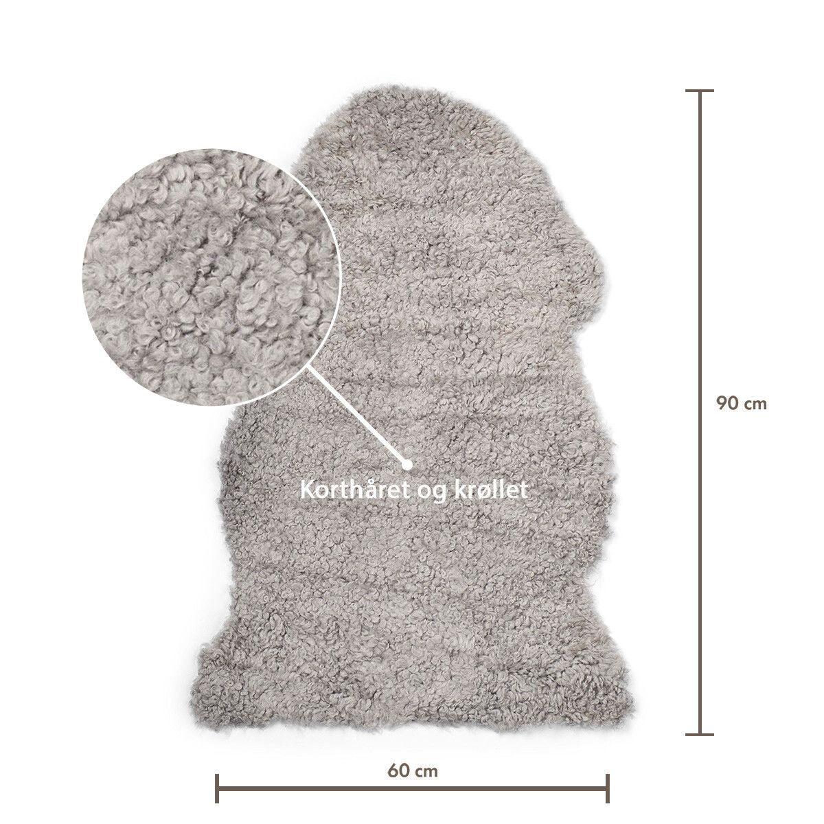 Normales Lammfell | Kurzhaar | Neuseeland | ca. 90x60 cm Grau