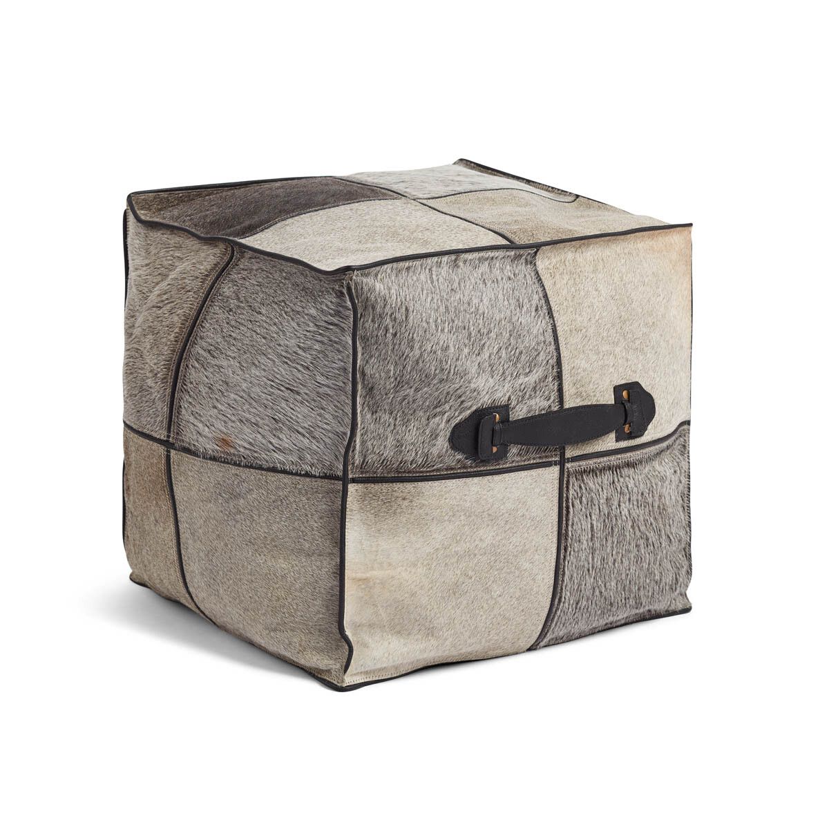Hocker mit Griff | Brasilien | Hochwertiger Kalbsleder | 45x45x45 cm Poufs | Sheepskinhouse.ch