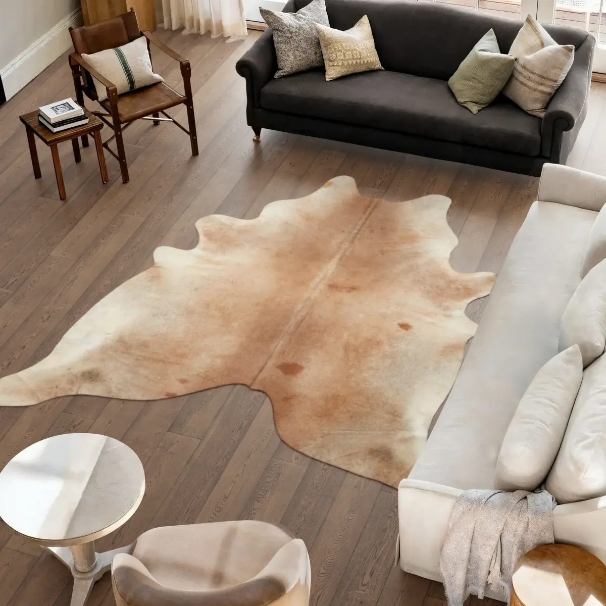Kuhfell Teppich Unikat | Graubeige | 3,7 m² | Nr. 988